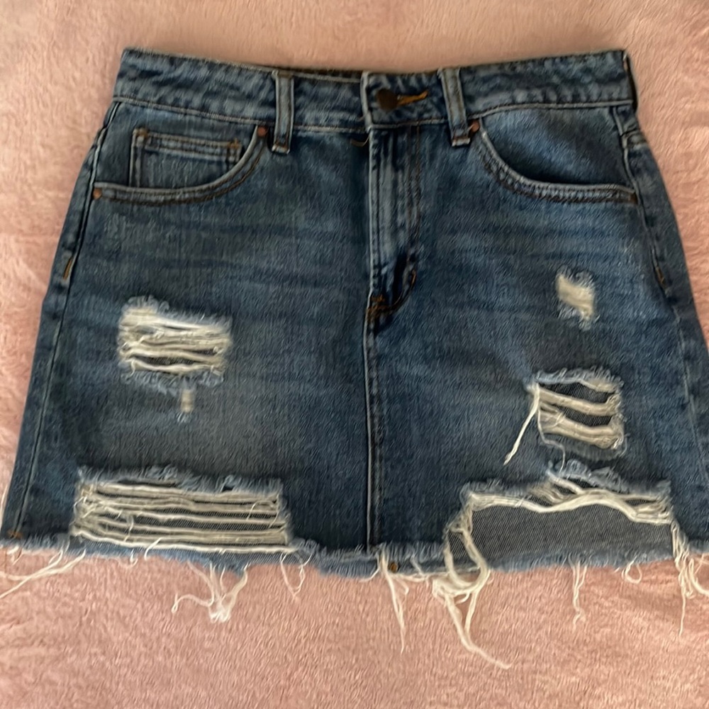 PacSun Los Angeles ripped & frayed Jean Skirt